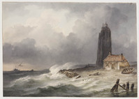 TvB T 194
<br/>
Strandgezicht met vuurtoren in stormachtig weer
<br/>
<em>Dijxhoorn, Pieter Arnout</em>